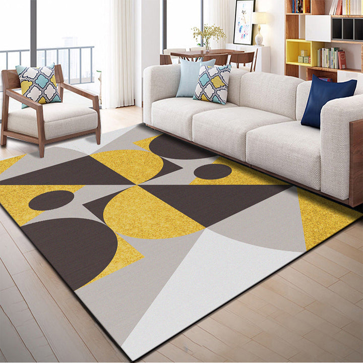 BowLift | Multi Color Geometric Graphic Rug Polypropylene Novelty Rug Machine Washable Non-Slip Stain Resistant Rug for Large Room