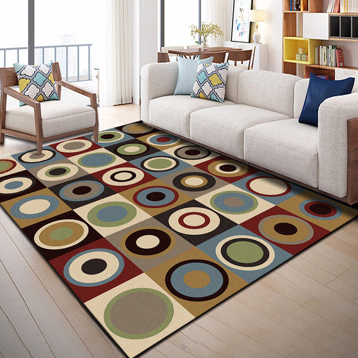 BowLift | Multi Color Geometric Graphic Rug Polypropylene Novelty Rug Machine Washable Non-Slip Stain Resistant Rug for Large Room