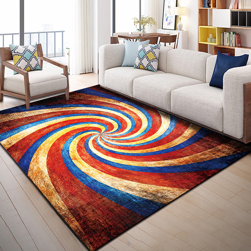 BowLift | Multi Color Geometric Graphic Rug Polypropylene Novelty Rug Machine Washable Non-Slip Stain Resistant Rug for Large Room