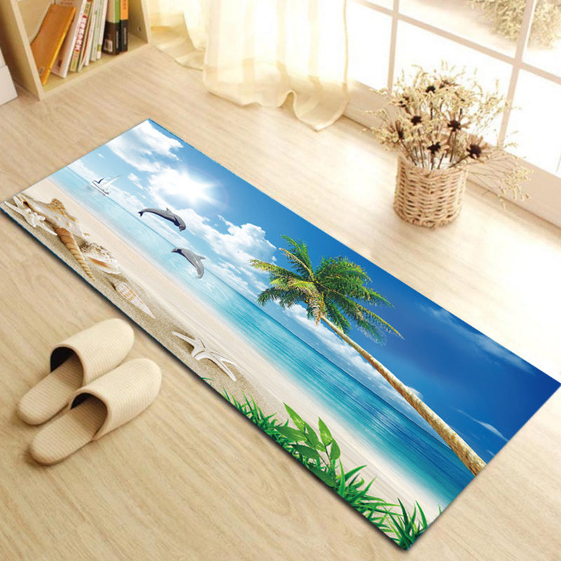BowLift | Contemporary Patterned Runner Multi-Colored Synthetic Carpet Machine Washable Non-Slip Stain Resistant Carpet for Door