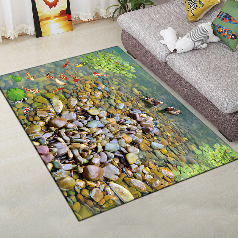 BowLift | Multi-Color Modern Rug Polyester Digital Graphic Living Room Rug Non-Slip Back Pet-Friendly Washable Rug for Guest Room