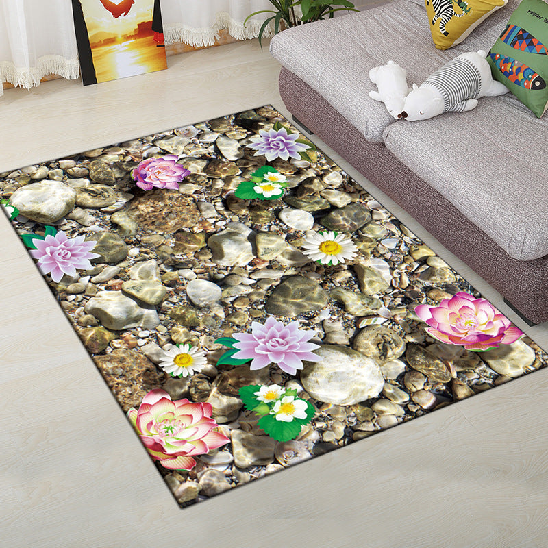 BowLift | Multi-Color Modern Rug Polyester Digital Graphic Living Room Rug Non-Slip Back Pet-Friendly Washable Rug for Guest Room