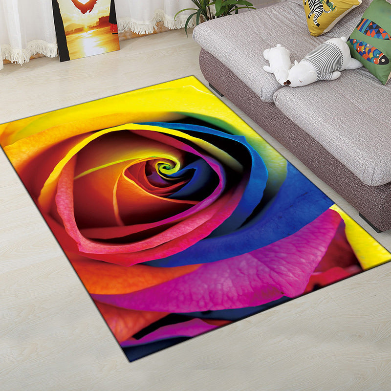 BowLift | Multi-Color Modern Rug Polyester Digital Graphic Living Room Rug Non-Slip Back Pet-Friendly Washable Rug for Guest Room