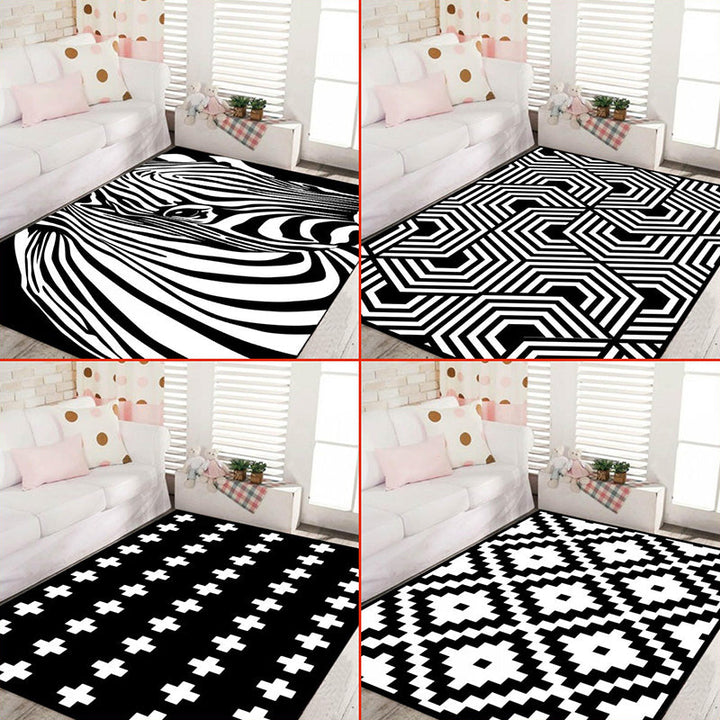 BowLift | Black and White Novelty Rug Polypropylene Optical Illusions Geometric Carpet Stain Resistant Pet Friendly Non Slip Rug for Home