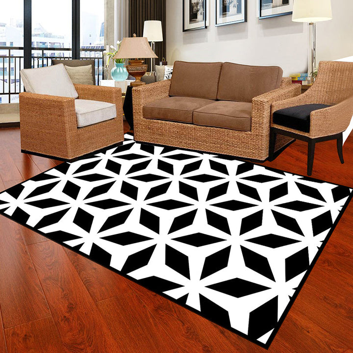 BowLift | Black and White Novelty Rug Polypropylene Optical Illusions Geometric Carpet Stain Resistant Pet Friendly Non Slip Rug for Home