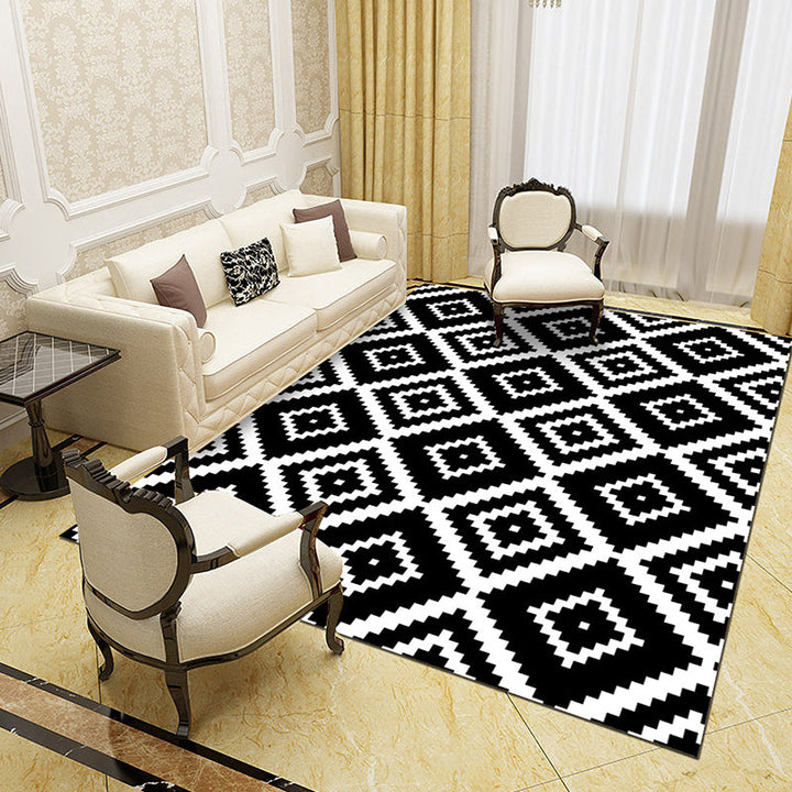 BowLift | Black and White Novelty Rug Polypropylene Optical Illusions Geometric Carpet Stain Resistant Pet Friendly Non Slip Rug for Home