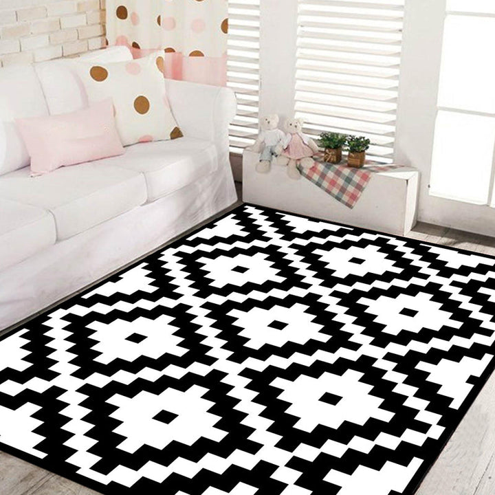 BowLift | Black and White Novelty Rug Polypropylene Optical Illusions Geometric Carpet Stain Resistant Pet Friendly Non Slip Rug for Home
