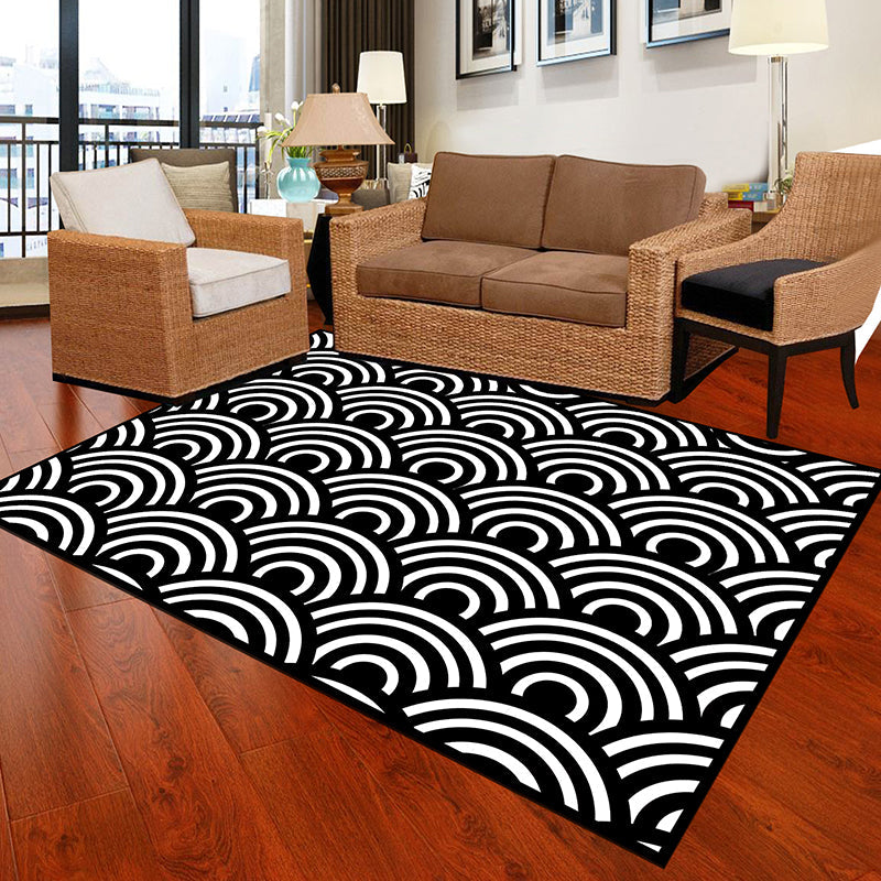 BowLift | Black and White Novelty Rug Polypropylene Optical Illusions Geometric Carpet Stain Resistant Pet Friendly Non Slip Rug for Home