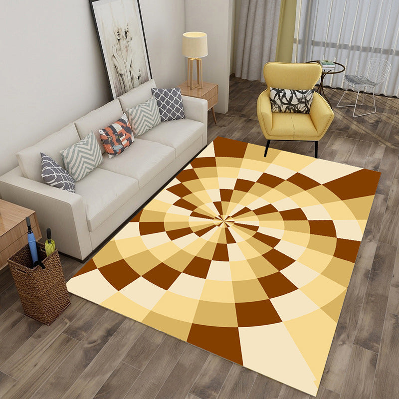 BowLift | Enchanting Multicolor Novelty Carpet Synthetic Twist Checker 3D Illusion Rug Machine Washable Pet Friendly Non-Slip Rug for Room