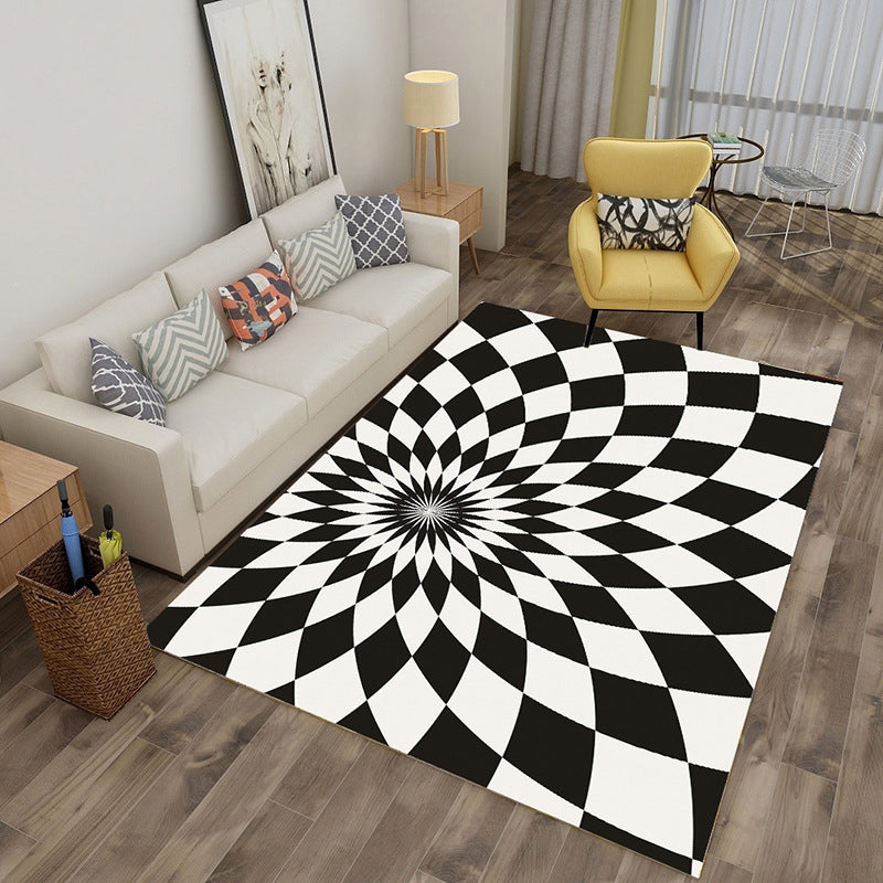 BowLift | Enchanting Multicolor Novelty Carpet Synthetic Twist Checker 3D Illusion Rug Machine Washable Pet Friendly Non-Slip Rug for Room