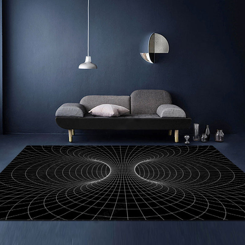 BowLift | Unusual Visual Deception Rug Black and White Modern Area Rug Polypropylene Pet Friendly Machine Washable Non-Slip Rug for Home Deco