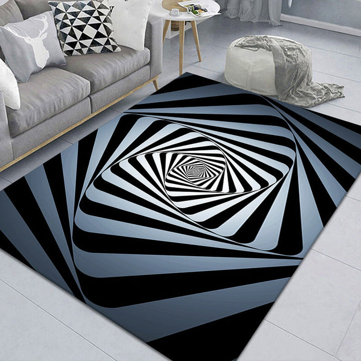 BowLift | Modern Brain Deception 3D Carpet Black Synthetic Area Rug Machine Washable Stain Resistant Non-Slip Rug for Living Room