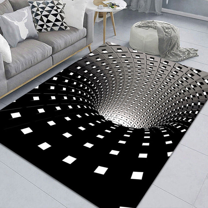 BowLift | Modern Brain Deception 3D Carpet Black Synthetic Area Rug Machine Washable Stain Resistant Non-Slip Rug for Living Room