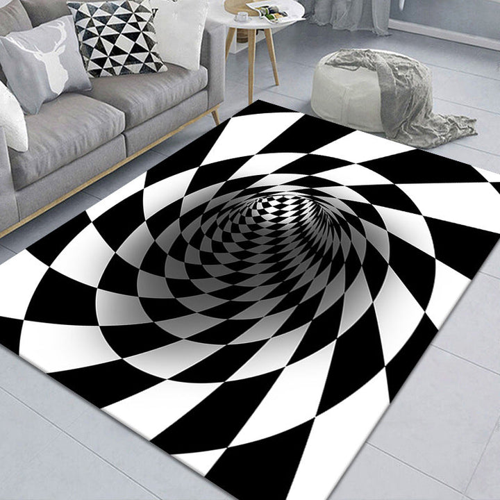 BowLift | Modern Brain Deception 3D Carpet Black Synthetic Area Rug Machine Washable Stain Resistant Non-Slip Rug for Living Room