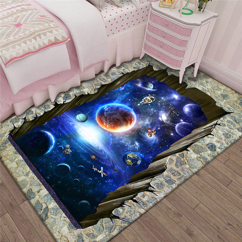 BowLift | Modern Brain Deception 3D Carpet Black Synthetic Area Rug Machine Washable Stain Resistant Non-Slip Rug for Living Room