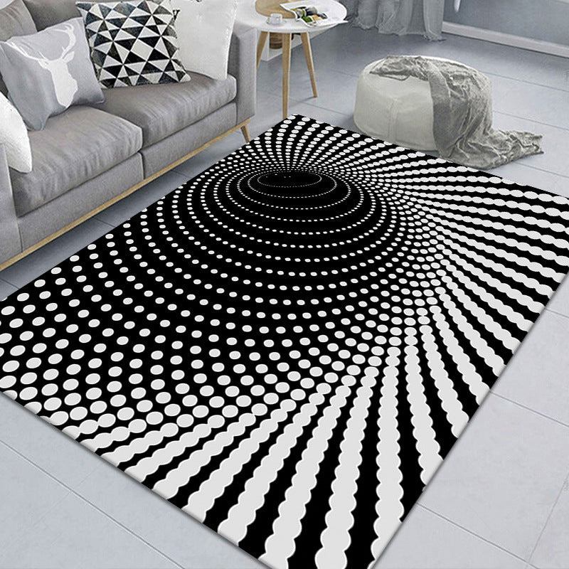 BowLift | Modern Brain Deception 3D Carpet Black Synthetic Area Rug Machine Washable Stain Resistant Non-Slip Rug for Living Room