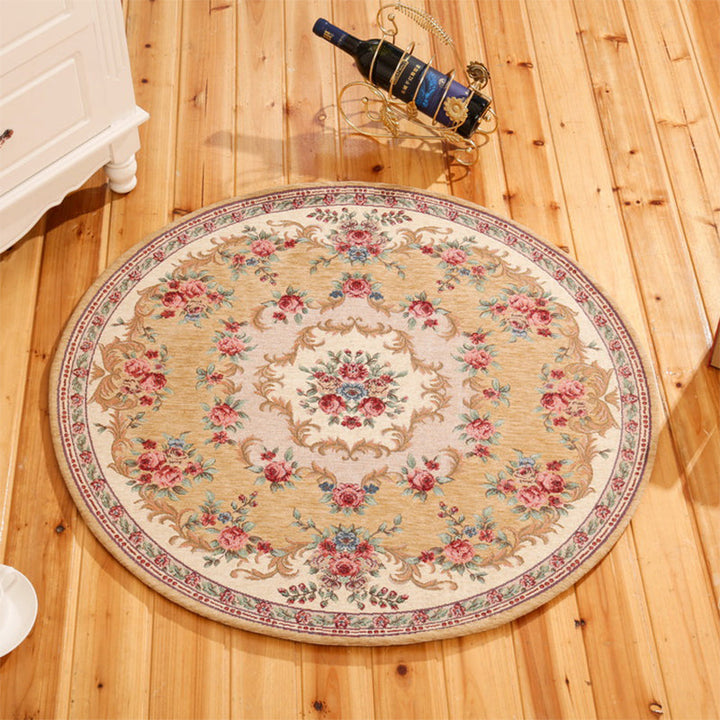 BowLift | Rustic Flower Area Rug Multi Color Cotton Rug Non-Slip Washable Rug for Dining Room