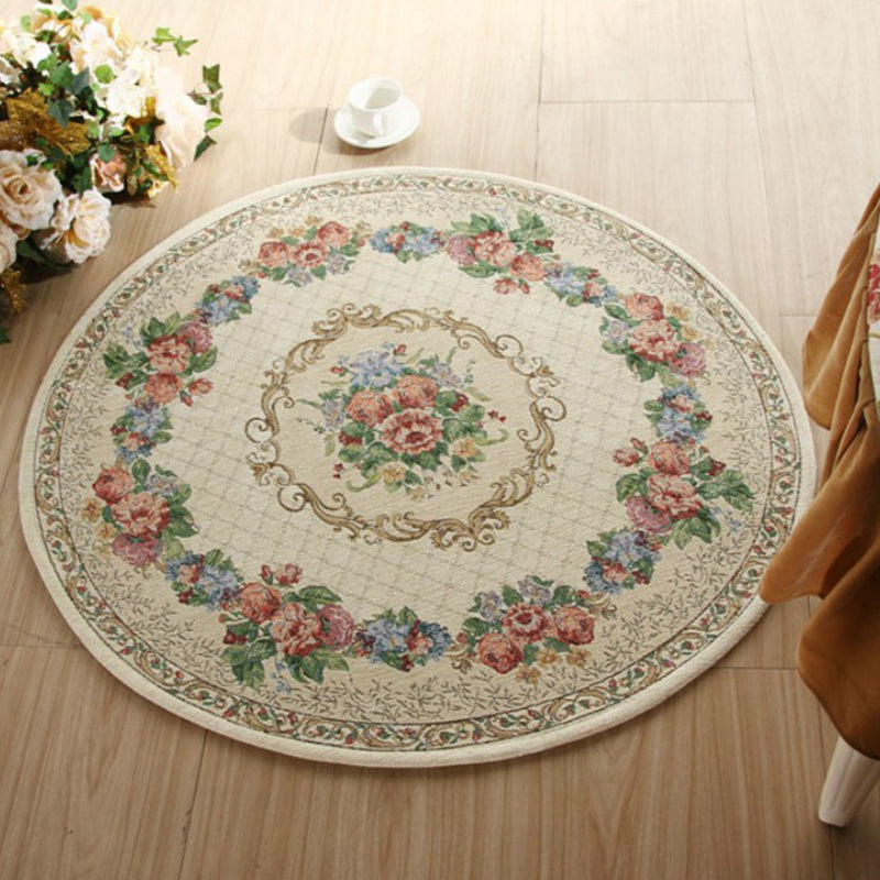 BowLift | Rustic Flower Area Rug Multi Color Cotton Rug Non-Slip Washable Rug for Dining Room