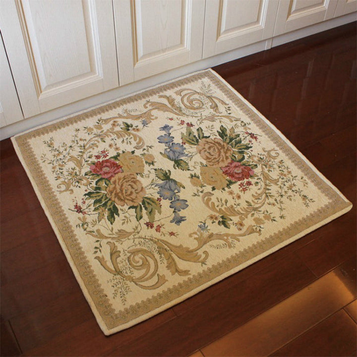 BowLift | Multicolored Door Mat Retro Peony Carpet Cotton Non-Slip Pet Friendly Washable Indoor Mat