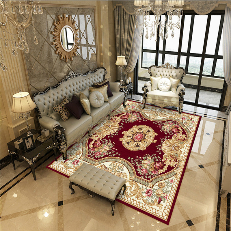 BowLift | Beautiful Peony Print Rug Multicolor Classic Rug Polypropylene Non-slip Machine Washable Stain Resistant Rug for the Room