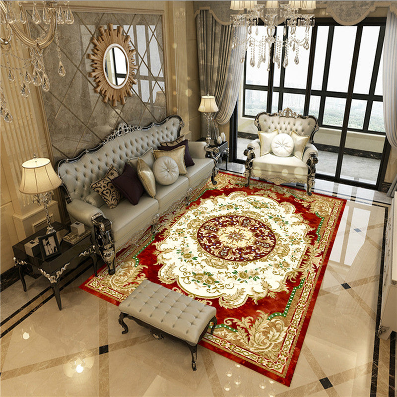 BowLift | Beautiful Peony Print Rug Multicolor Classic Rug Polypropylene Non-slip Machine Washable Stain Resistant Rug for the Room