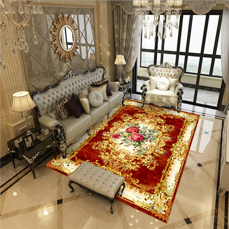 BowLift | Beautiful Peony Print Rug Multicolor Classic Rug Polypropylene Non-slip Machine Washable Stain Resistant Rug for the Room