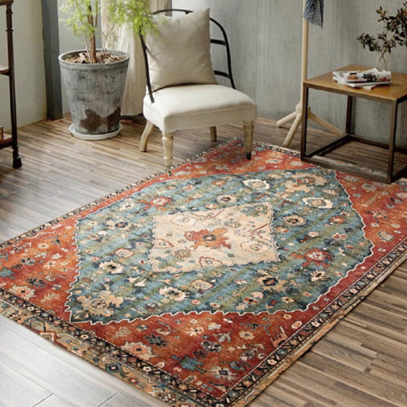 BowLift | Multicolor traditional polyester rug with floral print, stain-resistant, non-slip backing, pet-friendly rug for the guest room