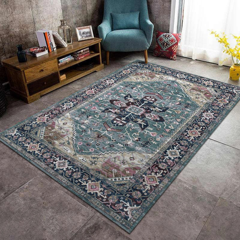 BowLift | Multicolor traditional polyester rug with floral print, stain-resistant, non-slip backing, pet-friendly rug for the guest room