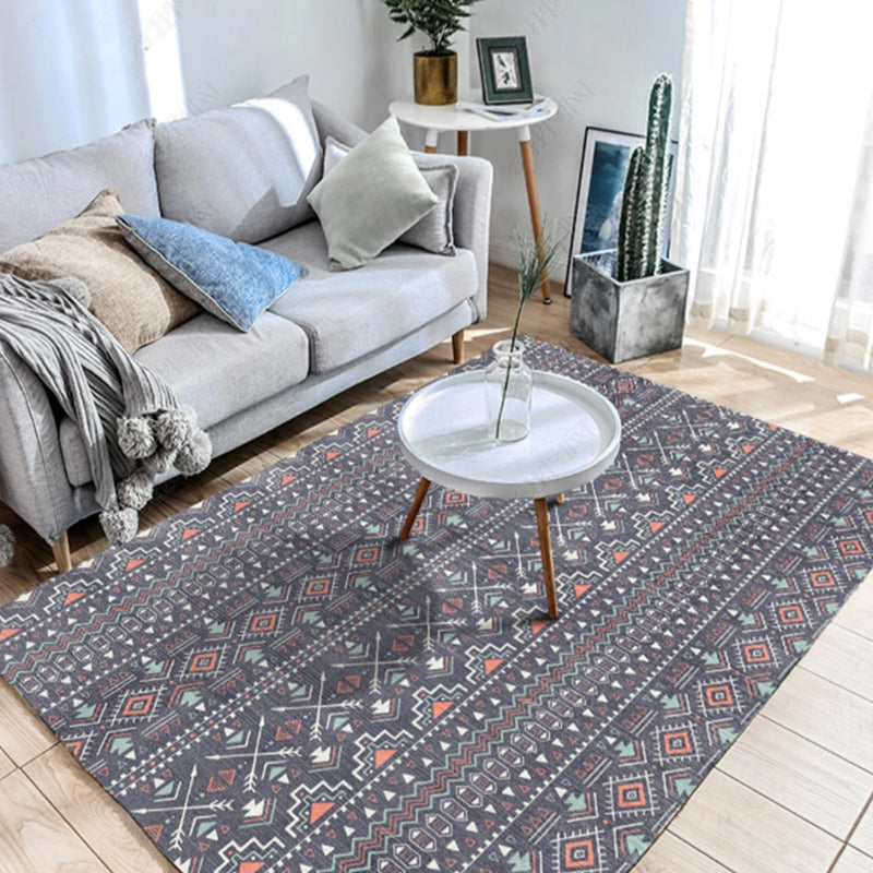BowLift | Exotic antique carpet multicolored geometric print rug non-slip back pet-friendly machine washable rug for large room