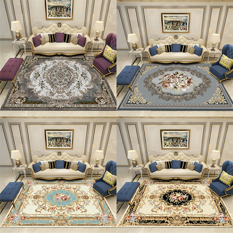 BowLift | Grandeur Multicolored Victorian Carpet Polyester Floral Pattern Carpet Pet Friendly Washable Non-Slip Carpet for Living Room