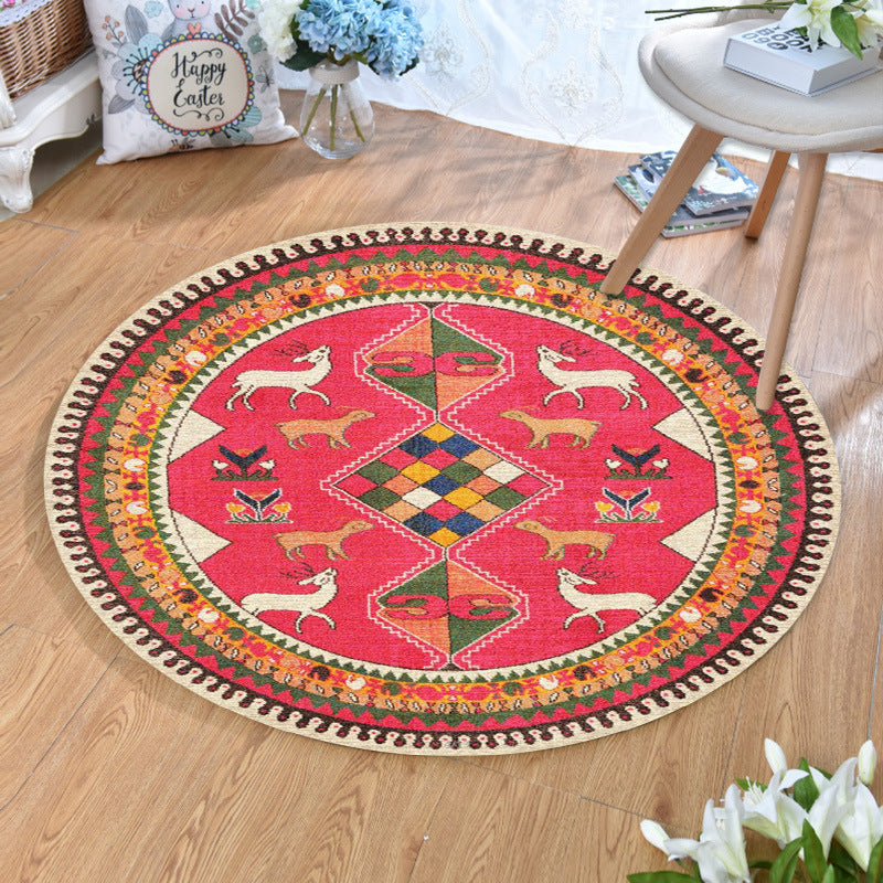 BowLift | Ethnic Multicolor Print Carpet Polyester Persian Carpet Stain Resistant Machine Washable Non-Slip Carpet for the Living Room