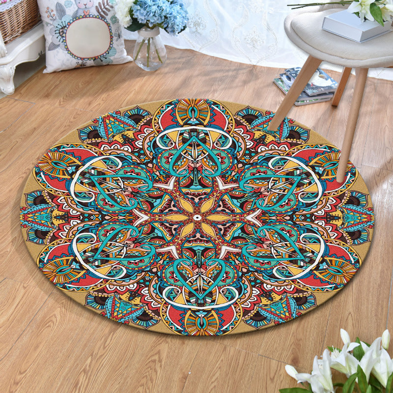 BowLift | Ethnic Multicolor Print Carpet Polyester Persian Carpet Stain Resistant Machine Washable Non-Slip Carpet for the Living Room