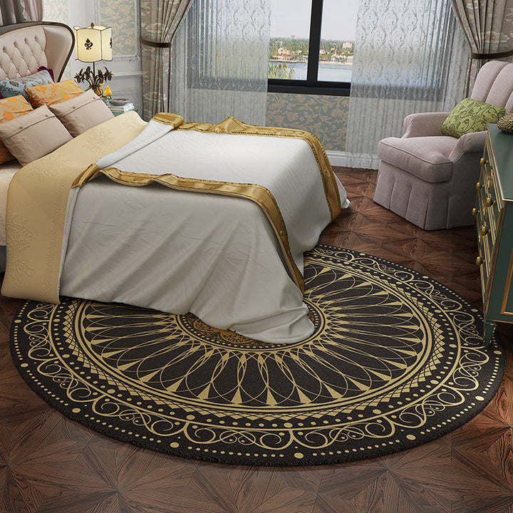 BowLift | Multicolored bedroom rug Moroccan mandala printed rug Synthetic non-slip backing Washable stain-resistant rug