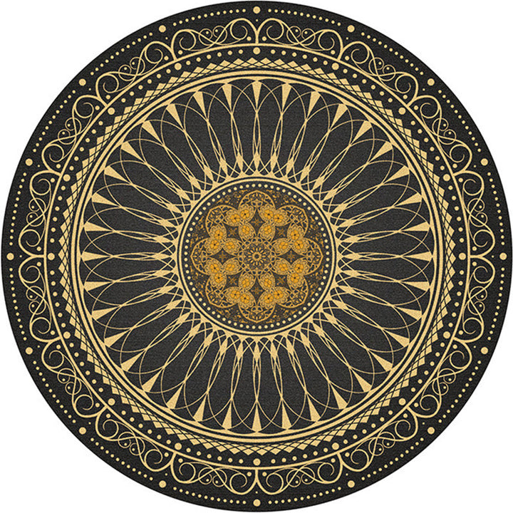 BowLift | Multicolored bedroom rug Moroccan mandala printed rug Synthetic non-slip backing Washable stain-resistant rug