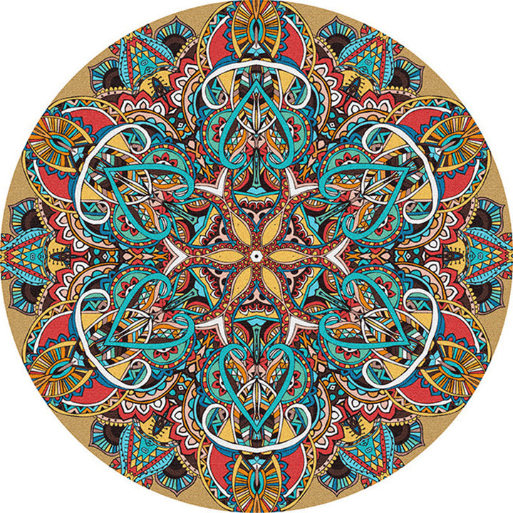 BowLift | Multicolored bedroom rug Moroccan mandala printed rug Synthetic non-slip backing Washable stain-resistant rug