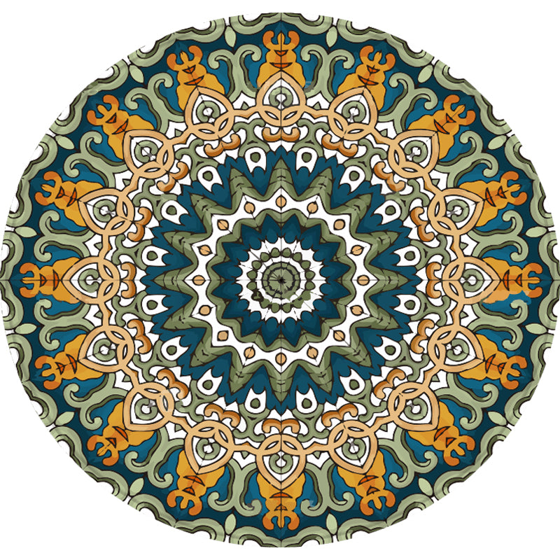 Aesthetic Mandala Rug Multicolor Moroccan Rug Polyester Non-Slip Back Washable Stain Resistant Rug for Room | Bowlift