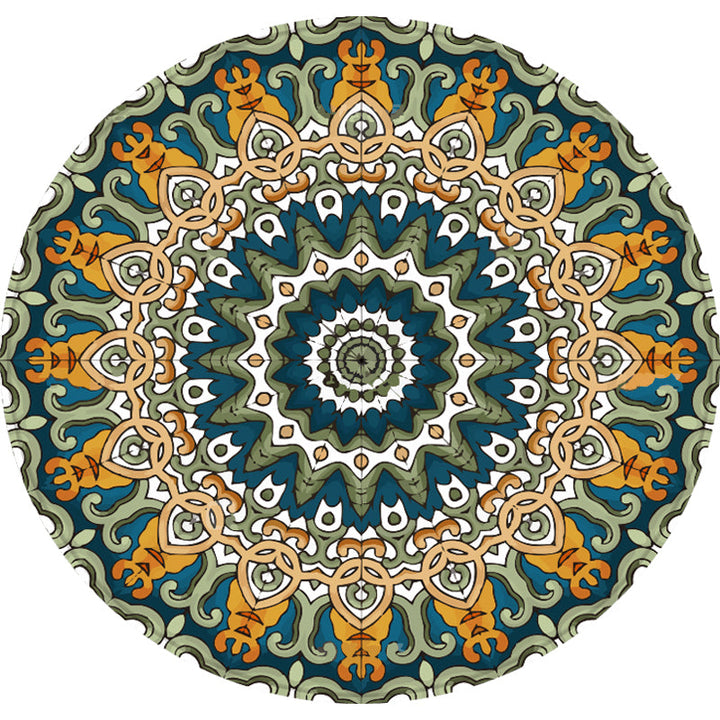 Aesthetic Mandala Rug Multicolor Moroccan Rug Polyester Non-Slip Back Washable Stain Resistant Rug for Room | Bowlift