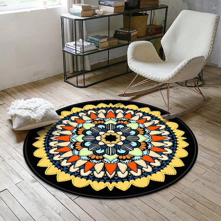 Aesthetic Mandala Rug Multicolor Moroccan Rug Polyester Non-Slip Back Washable Stain Resistant Rug for Room | Bowlift