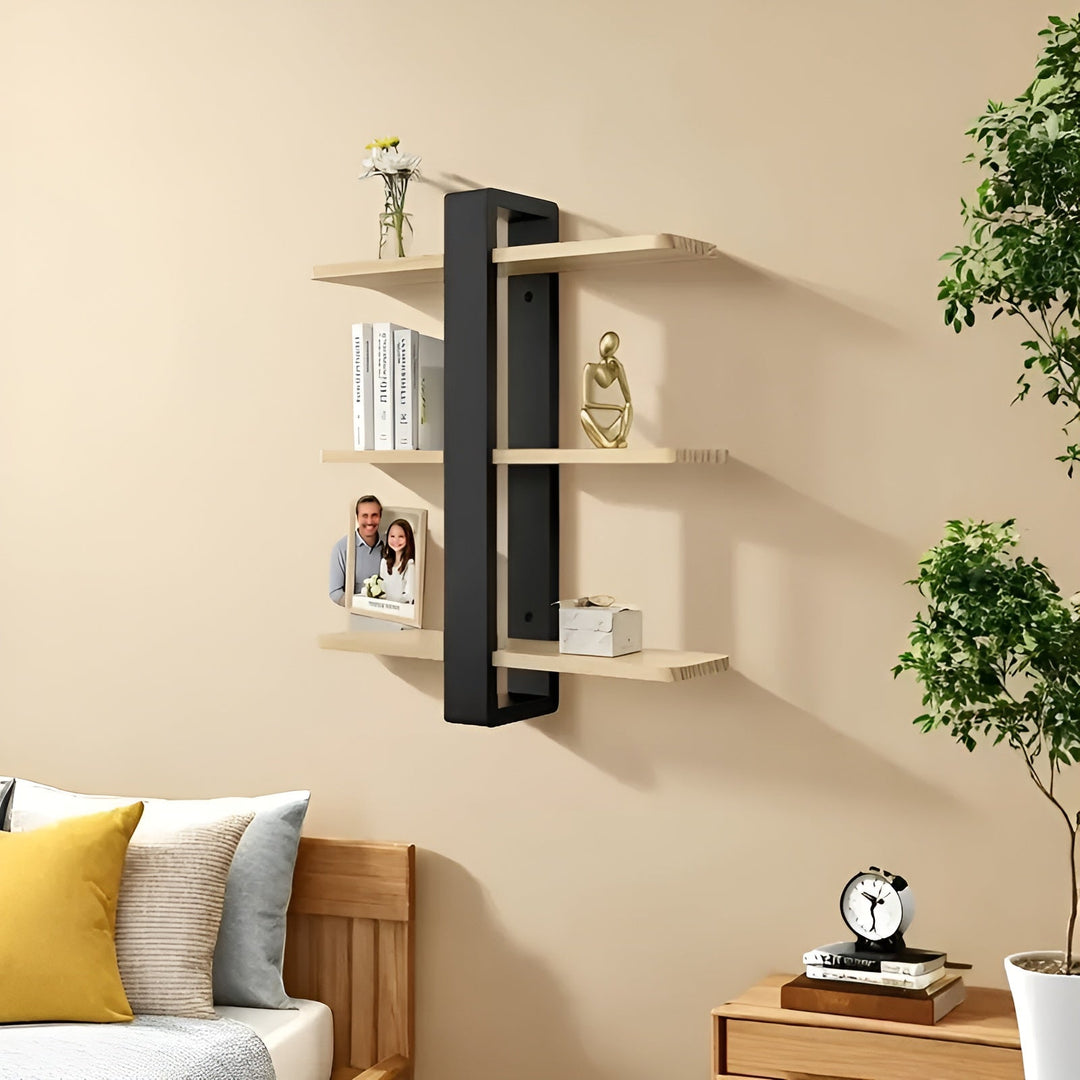 BowLift | NordWood Wall Shelf | Solid Pine | 3 Levels | Space-saving & Decorative | Natural Wood