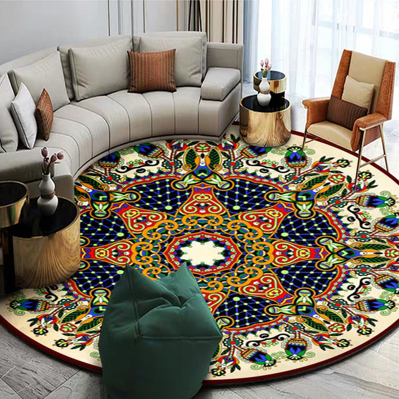 BowLift | Exotic Mandala EKRAN RUG Multicolor Persian Carpet Synthetic Washable Pet-Friendly Non-Slip Rug for Living Room