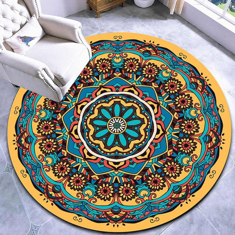 Fancy Multicolor Paisley Print Carpet Polypropylene Moroccan Carpet Machine Washable Non-Slip Stain Resistant Carpet for the Living Room | Bowlift