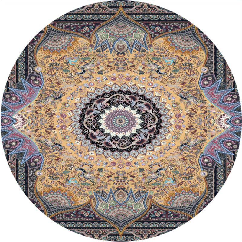 Olden Turkish Folk Art Carpet Multicolored Persian Carpet Polyester Non-slip Stain-resistant Washable Carpet for Room | Bowlift