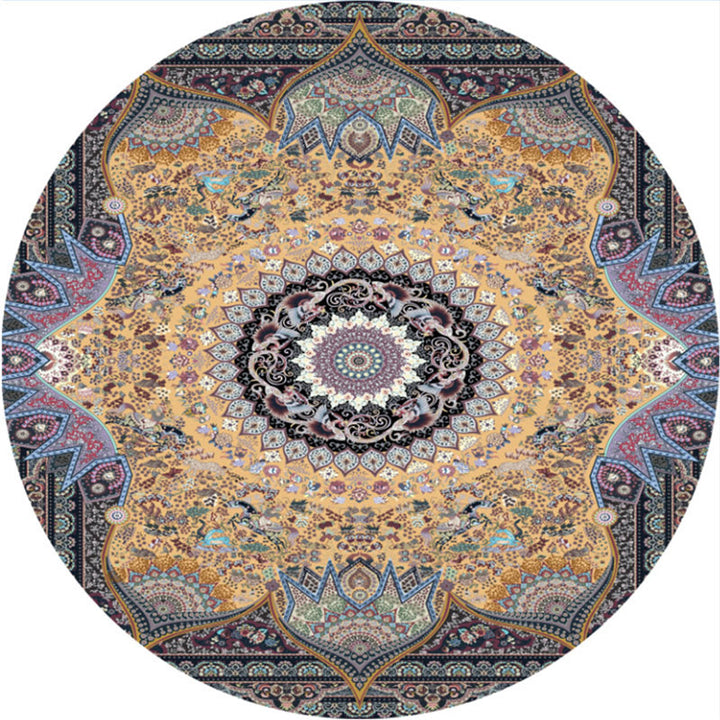 Olden Turkish Folk Art Carpet Multicolored Persian Carpet Polyester Non-slip Stain-resistant Washable Carpet for Room | Bowlift