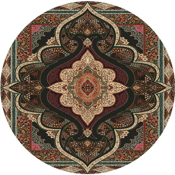 Olden Turkish Folk Art Carpet Multicolored Persian Carpet Polyester Non-slip Stain-resistant Washable Carpet for Room | Bowlift