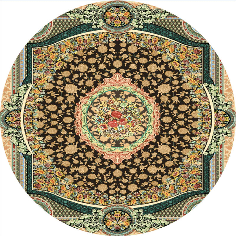 Olden Turkish Folk Art Carpet Multicolored Persian Carpet Polyester Non-slip Stain-resistant Washable Carpet for Room | Bowlift