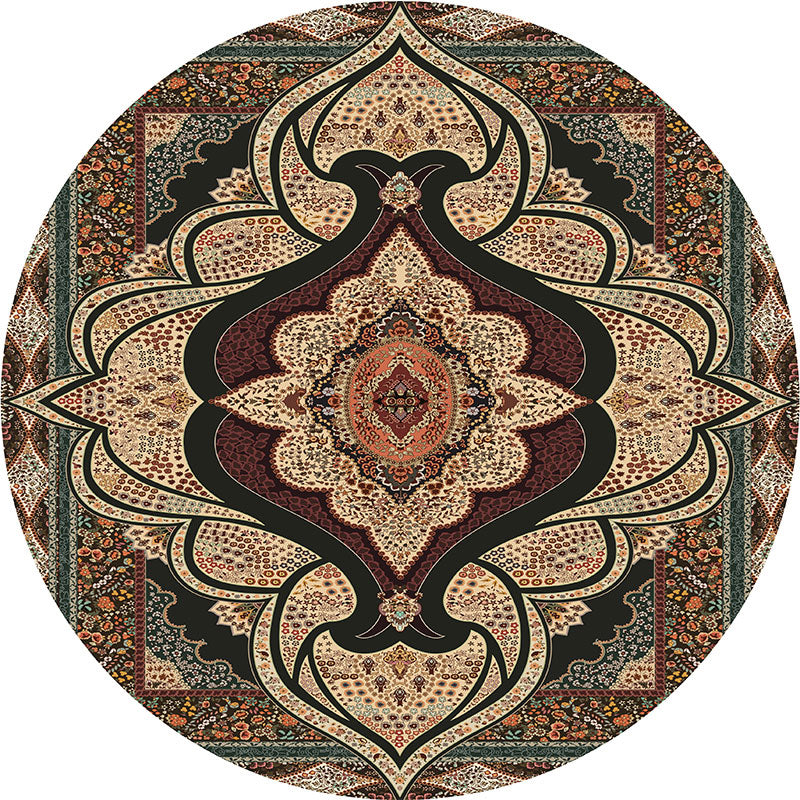 BowLift | Olden Turkish Folk Art Carpet Multicolored Persian Carpet Polyester Non-Slip Stain-Resistant Washable Rug for the Room