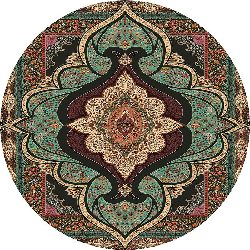 Olden Turkish Folk Art Carpet Multicolored Persian Carpet Polyester Non-slip Stain-resistant Washable Carpet for Room | Bowlift