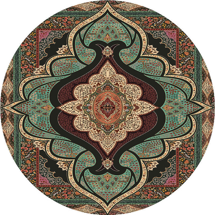 Olden Turkish Folk Art Carpet Multicolored Persian Carpet Polyester Non-slip Stain-resistant Washable Carpet for Room | Bowlift