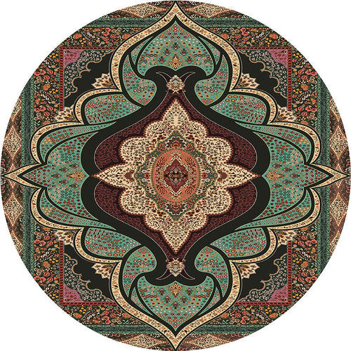 Olden Turkish Folk Art Carpet Multicolored Persian Carpet Polyester Non-slip Stain-resistant Washable Carpet for Room | Bowlift