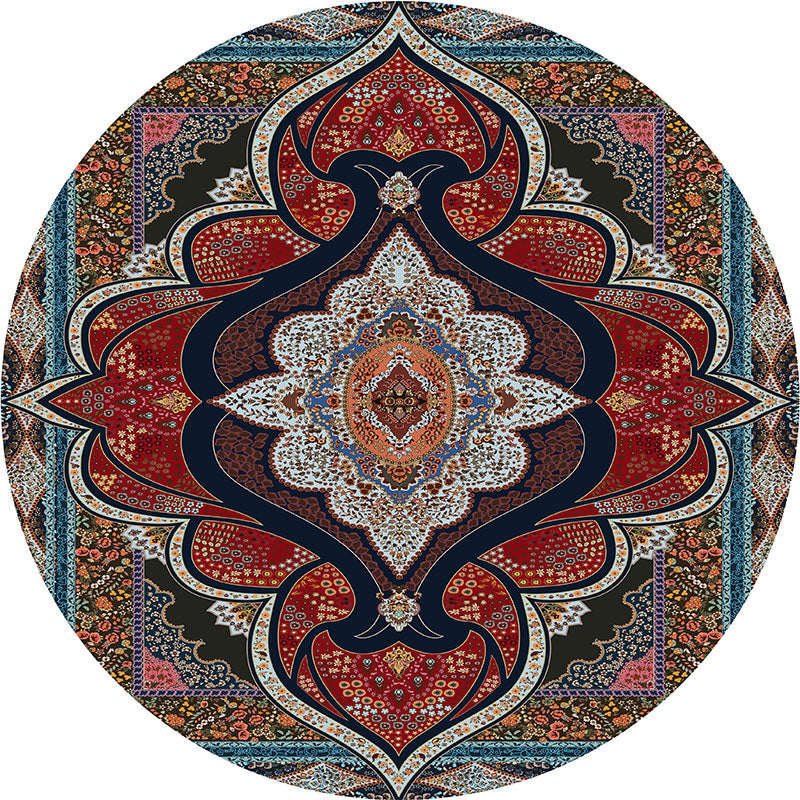 BowLift | Olden Turkish Folk Art Carpet Multicolored Persian Carpet Polyester Non-Slip Stain-Resistant Washable Rug for the Room